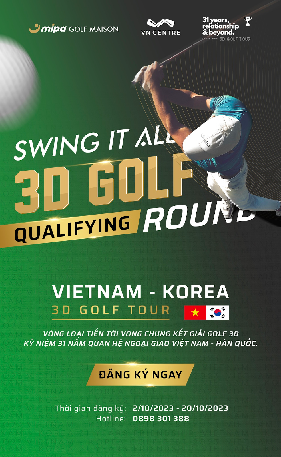 MIPA Golf tổ chức giải đấu golf 3D tìm đại diện tham gia Giải golf 3D kỷ niệm 31 năm quan hệ ngoại giao Việt Nam - Hàn Quốc