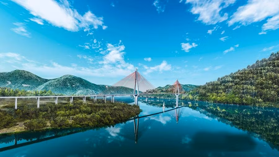 Phối cảnh cầu Hoà Sơn trên tuyến cao tốc Hòa Bình - Mộc Châu. Phối cảnh cầu Hoà Sơn trên tuyến cao tốc Hòa Bình - Mộc Châu.