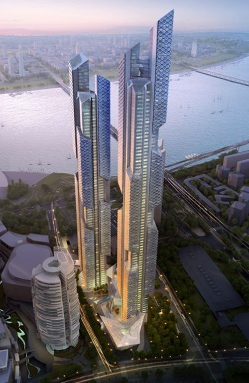 2. Dancing Dragons Địa điểm: Seoul, Hàn Quốc Thiết kế: Adrian Smith và Gordon Gill Architecture Khách hàng: Youngsan Development Co. Bài viết: http://news.zing.vn/15-cong-trinh-kien-truc-dep-nhat-the-gioi-nam-2013-post377881.html#category_featured.noibat Nguồn Zing News 