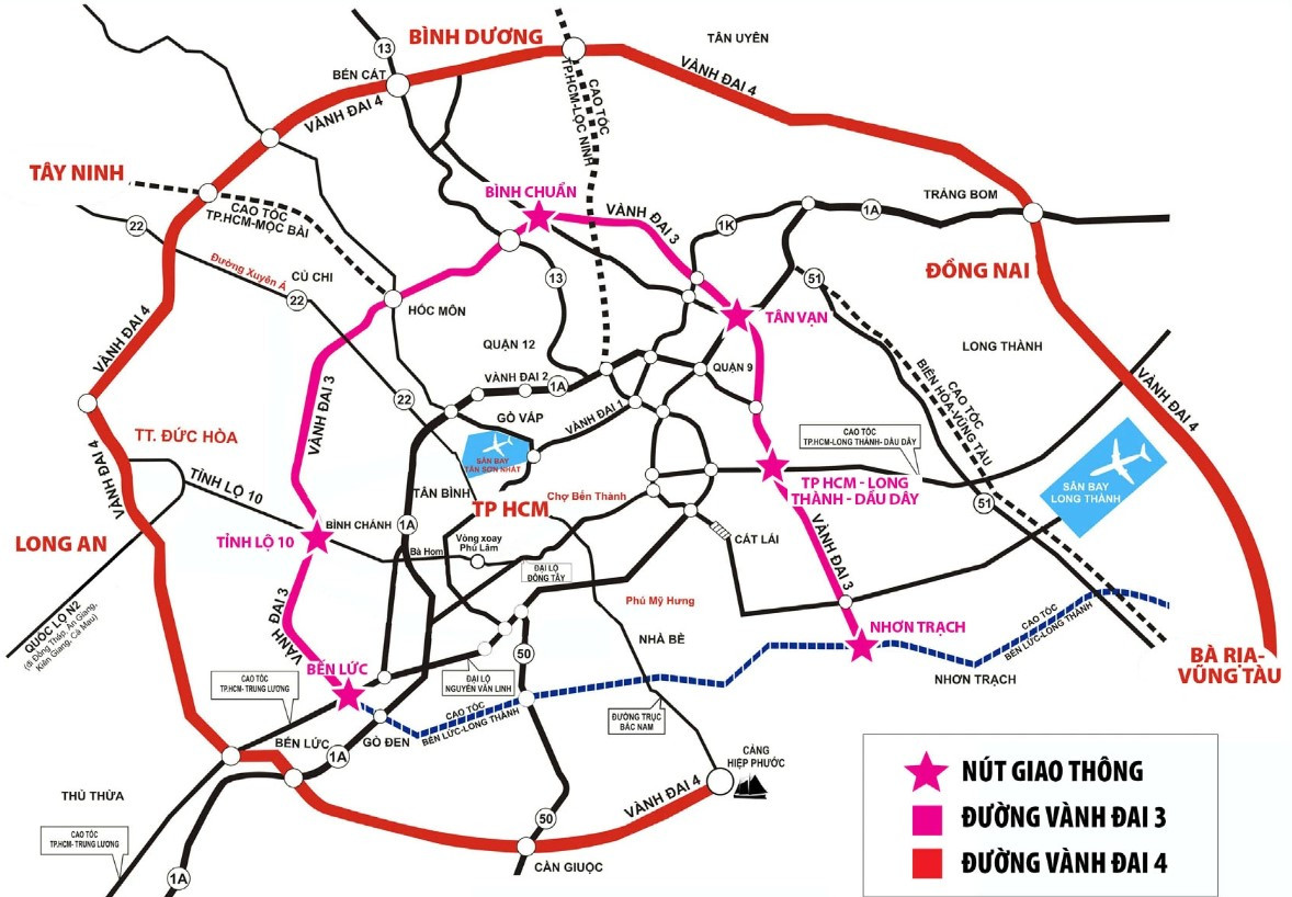 Dự án đường Vành đai 3 TPHCM đoạn qua tỉnh Bình Dương dài khoảng 26,6 km.