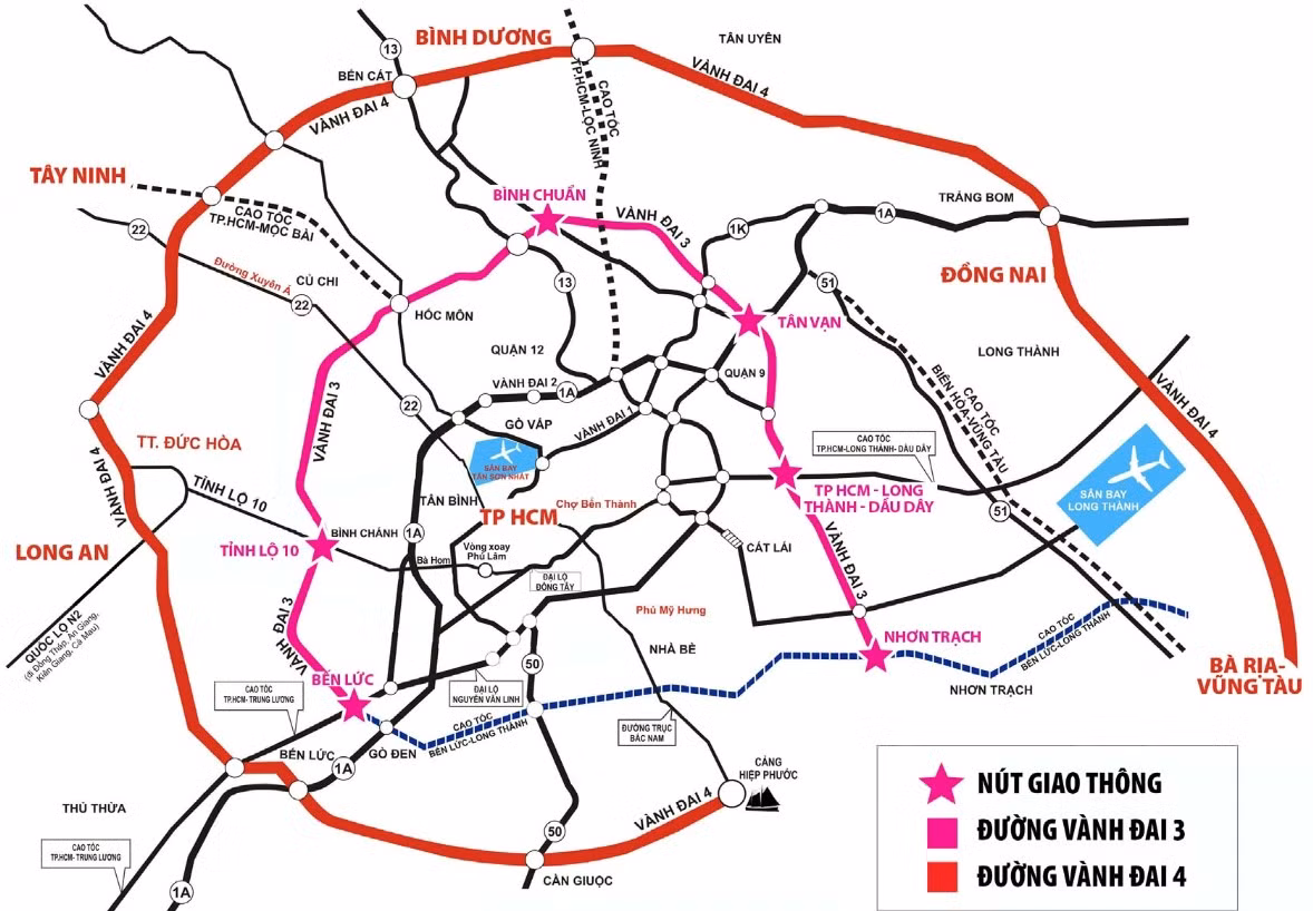 Dự án đường Vành đai 3 TPHCM đoạn qua tỉnh Bình Dương dài khoảng 26,6 km.