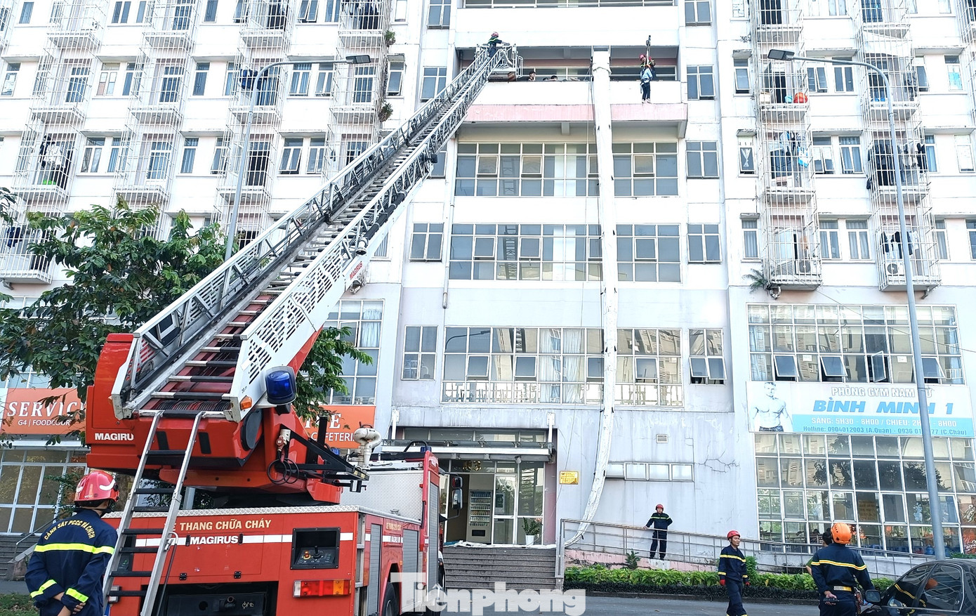 Các em sinh viên được leo lên xe thang cao hàng chục mét để chữa cháy với sự hướng dẫn của cán bộ, chiến sĩ. Các em sinh viên được leo lên xe thang cao hàng chục mét để chữa cháy với sự hướng dẫn của cán bộ, chiến sĩ.