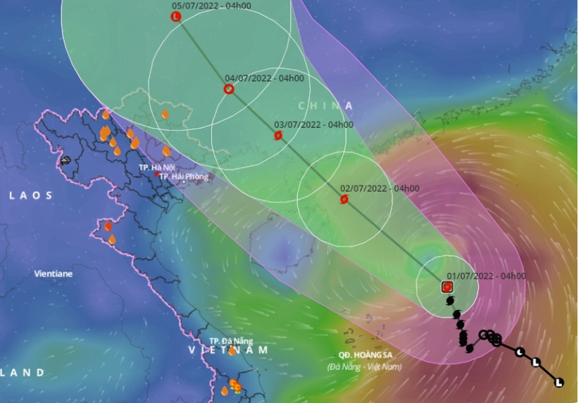 Dự báo diễn biến của bão số 1