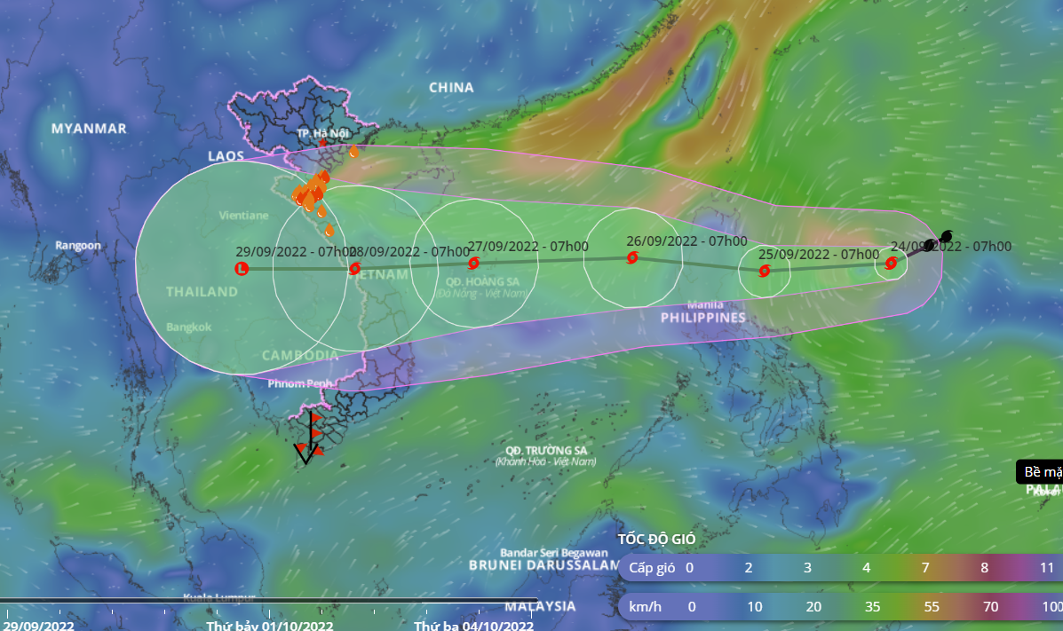 Dự báo đường đi của bão Noru trong những ngày tới