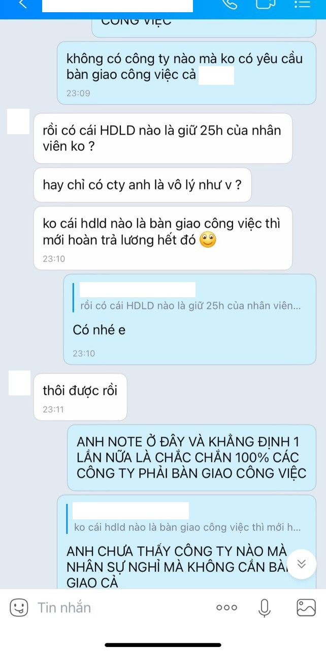 Nhãn hàng H. chia sẻ nội dung trao đổi với U. Nhãn hàng H. chia sẻ nội dung trao đổi với U.