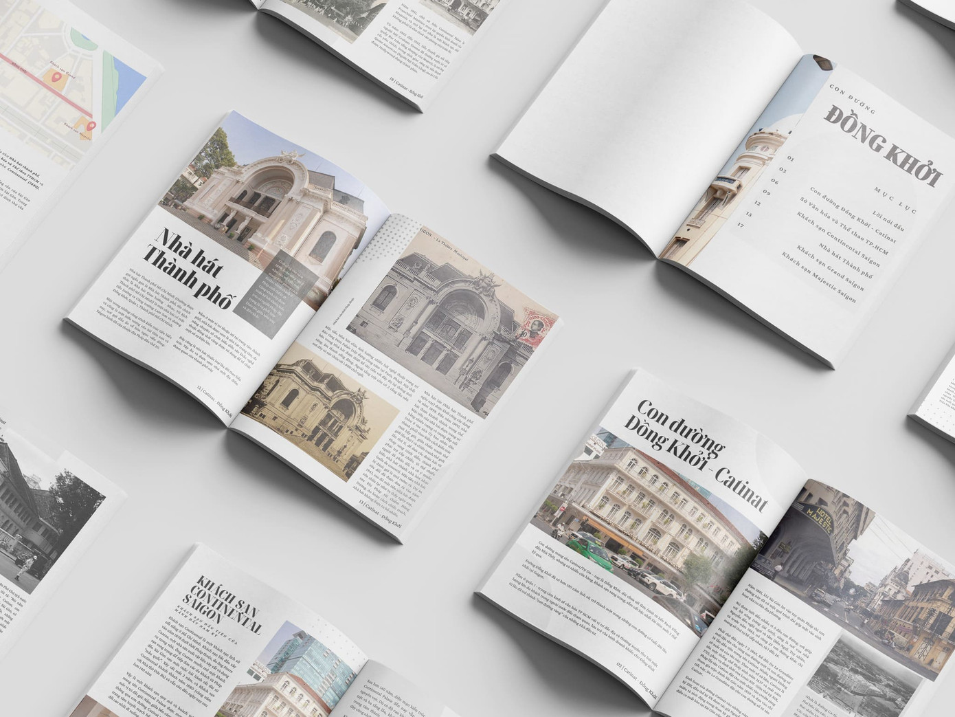 Con đường Đồng Khởi - Catinat, khách sạn Continental Saigon... được mô tả chi tiết dưới góc nhìn lịch sử hình thành (sản phẩm của nhóm 12A10).
