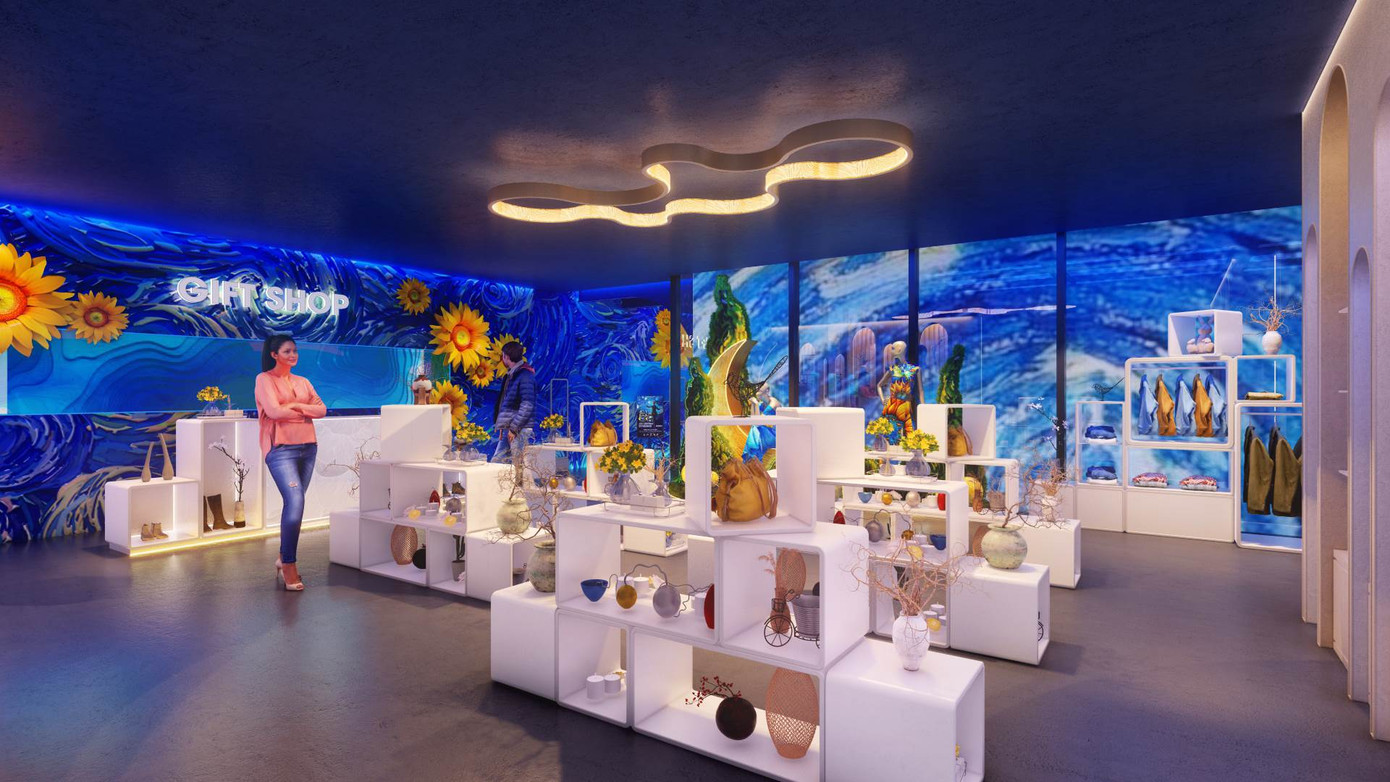 Bên cạnh khu vực trưng bày, triển lãm cũng bày bán một số món đồ lưu niệm mang dấu ấn đặc trưng của danh hoạ Van Gogh. Bên cạnh khu vực trưng bày, triển lãm cũng bày bán một số món đồ lưu niệm mang dấu ấn đặc trưng của danh hoạ Van Gogh.