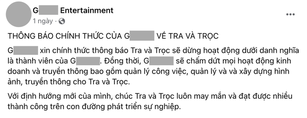 Thông báo của công ty G. về việc ngừng hợp tác với Tra và Trọc.