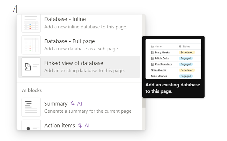Hàng chục tính năng của Notion hiện lên với chỉ một dấu “/” khiến người mới sử dụng cảm thấy lạ lẫm. Hàng chục tính năng của Notion hiện lên với chỉ một dấu “/” khiến người mới sử dụng cảm thấy lạ lẫm.