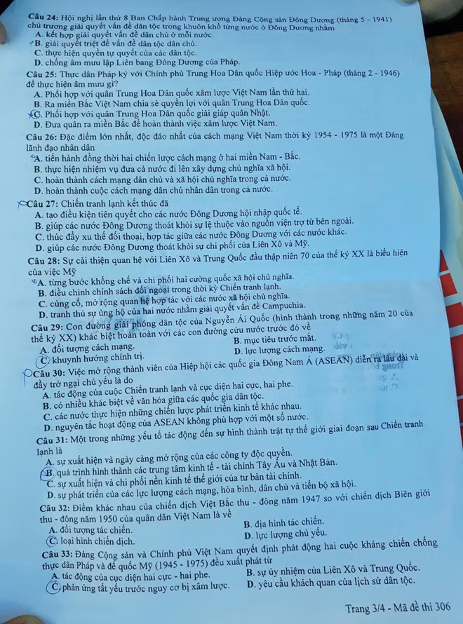 Bài giải môn lịch sử thi THPT quốc gia 2018 ảnh 3