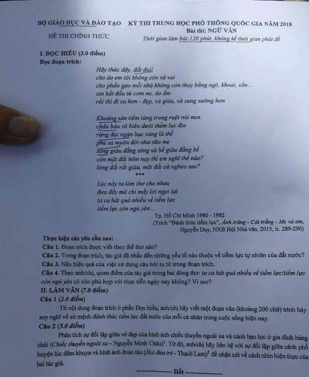 Đề thi Ngữ văn 2018 lạ, hay ảnh 13