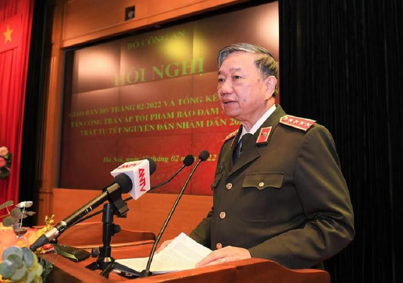 Bộ trưởng Bộ Công an Tô Lâm nhấn mạnh các đơn vị tiếp tục triển khai quyết liệt các biện pháp đấu tranh chống tội phạm.