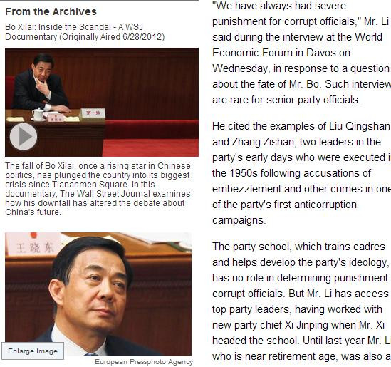 Các bài viết về vụ bê bối ông Bạc Hy Lai trên Wall Street Journal đã tạo 