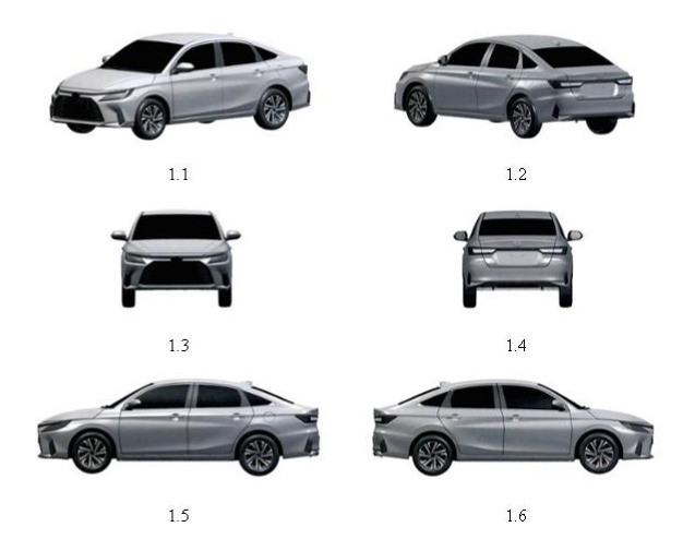 Bản đăng ký bảo hộ kiểu dáng của Toyota Vios thế hệ mới.