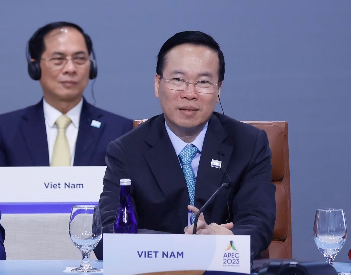 Chủ tịch nước Võ Văn Thưởng dự Phiên họp hẹp các Nhà lãnh đạo các nền kinh tế APEC. (Ảnh: Thống Nhất/TTXVN).