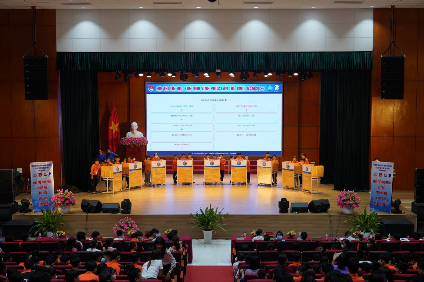 Hội thi Tin học trẻ tỉnh Vĩnh Phúc lần thứ XVIII diễn ra với 130 thí sinh tham dự. Ảnh: BTC