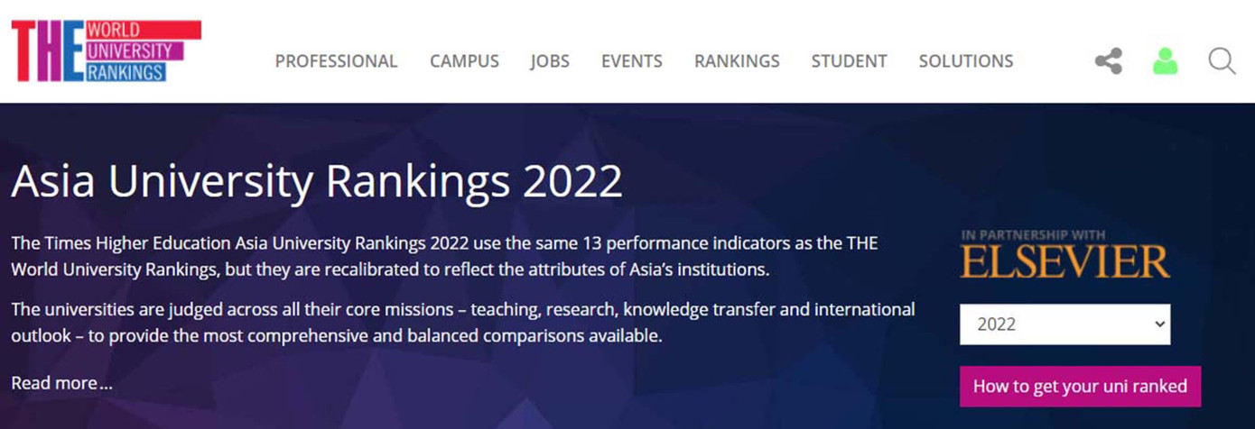 Bảng Xếp hạng Times Higher Education (THE) Bảng Xếp hạng Times Higher Education (THE)