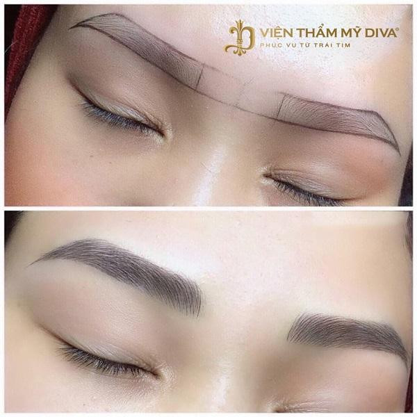 Điêu khắc chân mày vi sợi siêu thực tại Viện thẩm mỹ DIVA