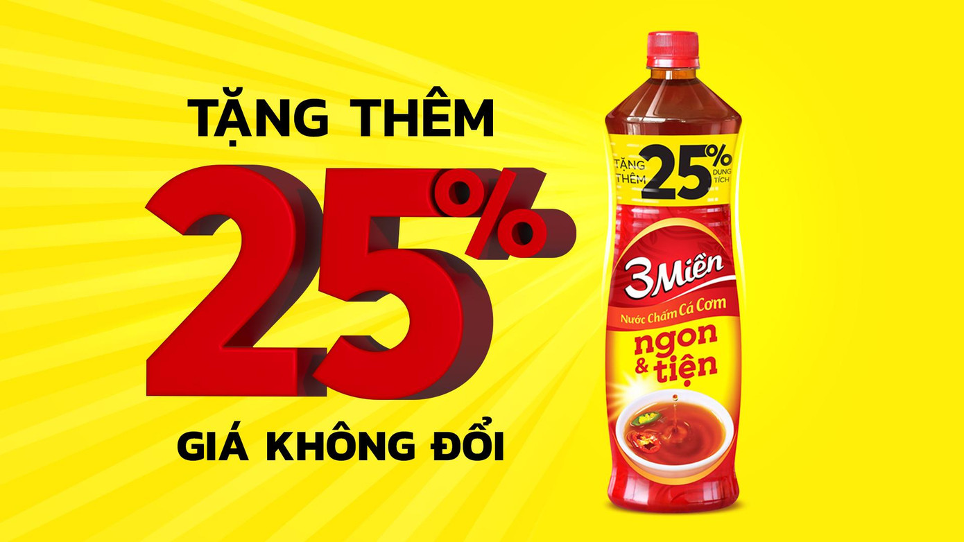 Nước chấm cá cơm 3 Miền tặng thêm 25% dung tích, giá không đổi. Nước chấm cá cơm 3 Miền tặng thêm 25% dung tích, giá không đổi.
