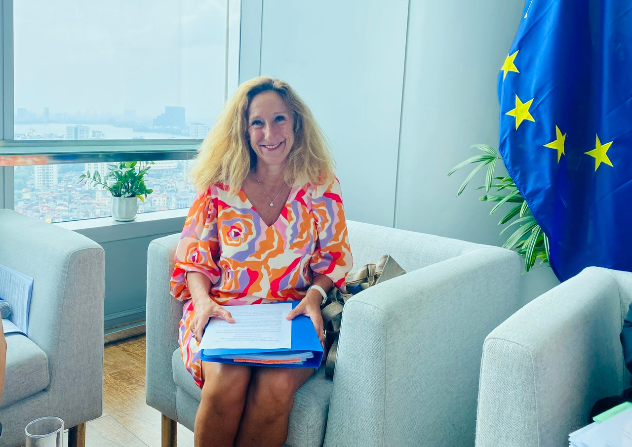 Bà Myriam Ferran trong cuộc gặp báo chí tại Hà Nội, ngày 28/5. (Ảnh: Thu Loan) Bà Myriam Ferran trong cuộc gặp báo chí tại Hà Nội, ngày 28/5. (Ảnh: Thu Loan)