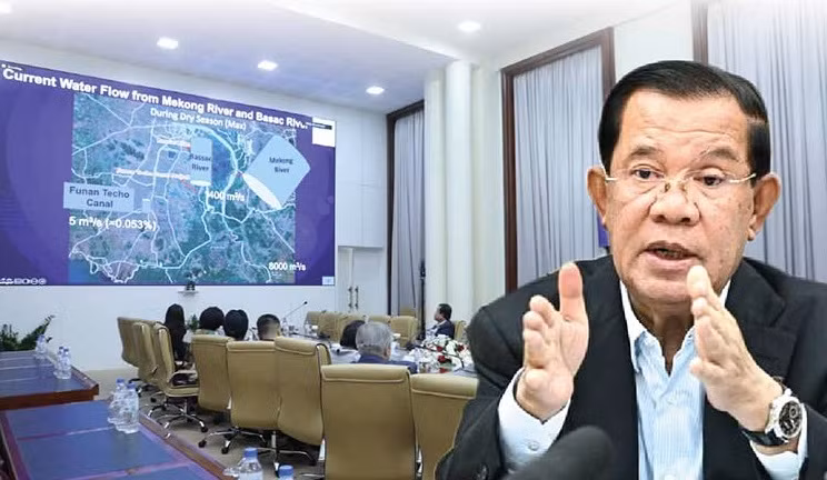 Chủ tịch Thượng viện Campuchia Hun Sen phát biểu về dự án Funan Techo ngày 16/5. (Ảnh: Khmer Times)
