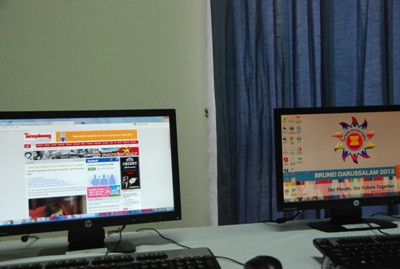 Giao diện màn hình ở TT báo chí 