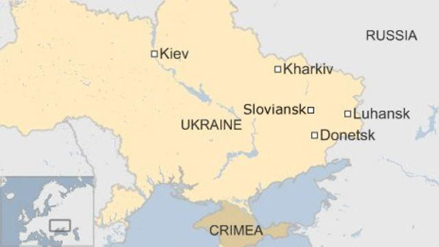 Vị trí thành phố Sloviansk. Bản đồ: BBC Vị trí thành phố Sloviansk. Bản đồ: BBC