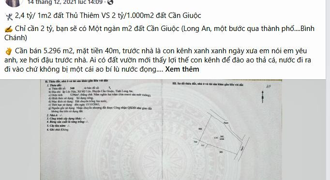 Cò "mồi" đất tận dụng thông tin đất Thủ Thiêm có giá 2,4 tỷ đồng/m2 để làm khung tham chiếu giá đất để "dụ" người mua. Cò "mồi" đất tận dụng thông tin đất Thủ Thiêm có giá 2,4 tỷ đồng/m2 để làm khung tham chiếu giá đất để "dụ" người mua.