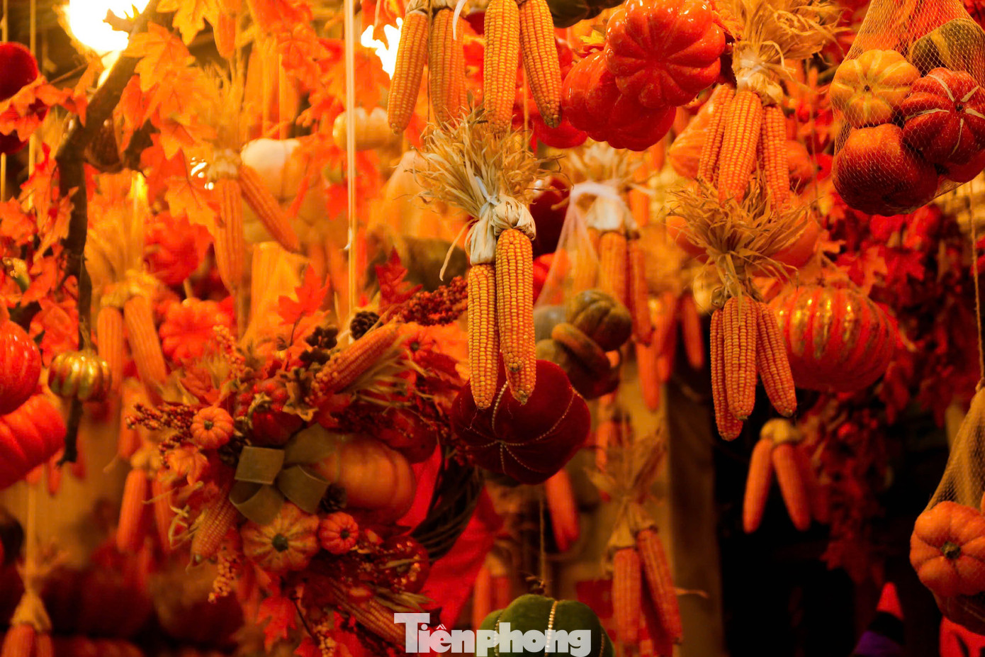 Nhiều loại đồ chơi, đồ trang trí truyền thống của ngày Halloween như bí ngô, nhện khổng lồ, hình nộm, bộ xương, lưỡi hái... được bày bán la liệt trên phố Hàng Mã. Nhiều loại đồ chơi, đồ trang trí truyền thống của ngày Halloween như bí ngô, nhện khổng lồ, hình nộm, bộ xương, lưỡi hái... được bày bán la liệt trên phố Hàng Mã.