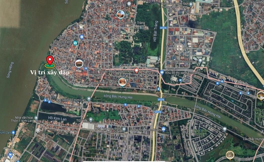 Vị trí xây đập thứ 2 thuộc xã Xuân Quan trên bản đồ.