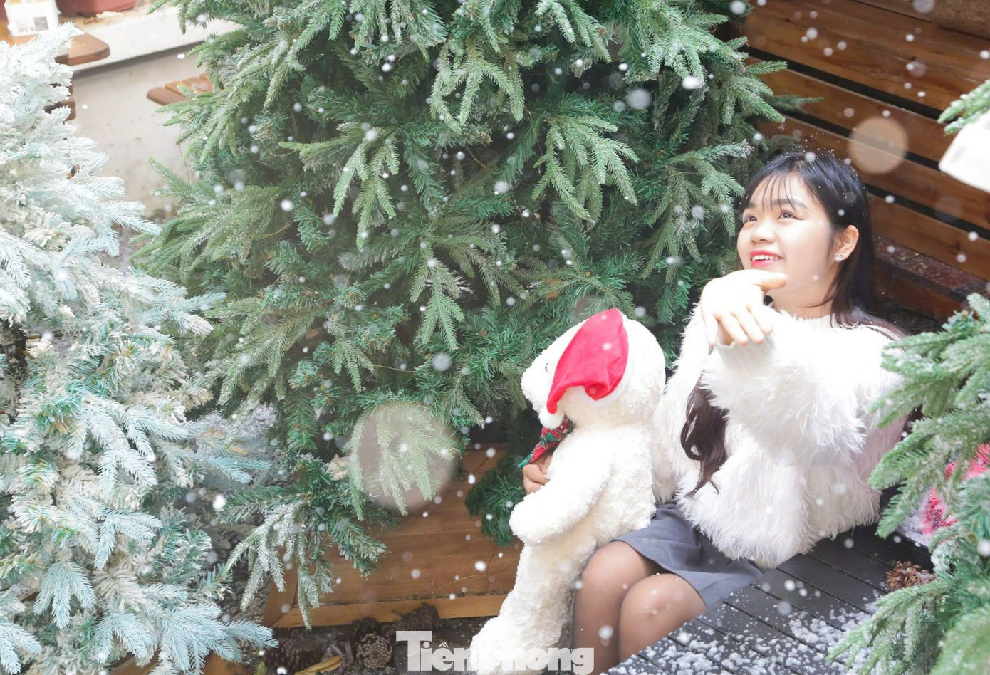 Góc nổi bật nhất của một quán cafe ở Hà Đông chính là cảnh tuyết rơi trắng xóa ngoài hiên cửa khiến khách hàng ngỡ ngàng như lạc bước vào mùa đông ở trời Âu.