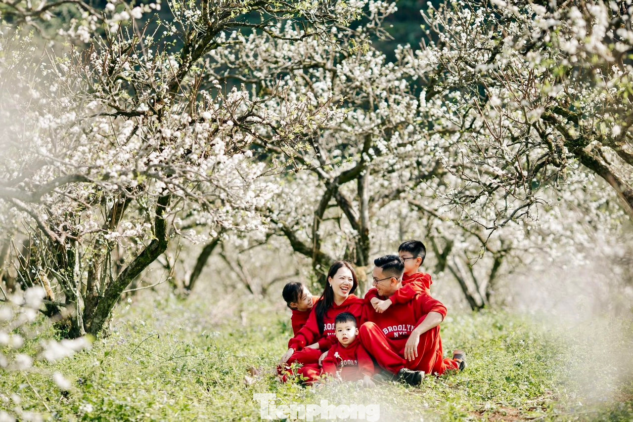 Gia đình chị Hương đến từ Thái Nguyên chia sẻ: "Cả nhà khá bất ngờ với vẻ đẹp ở thung lũng mận nơi đây. Địa điểm còn mới mẻ với khách du lịch tuy nhiên ai đã đến đây đều sẽ trầm trồ trước một khung cảnh thiên nhiên tuyệt đẹp". Ảnh: Hải Dương Gia đình chị Hương đến từ Thái Nguyên chia sẻ: "Cả nhà khá bất ngờ với vẻ đẹp ở thung lũng mận nơi đây. Địa điểm còn mới mẻ với khách du lịch tuy nhiên ai đã đến đây đều sẽ trầm trồ trước một khung cảnh thiên nhiên tuyệt đẹp". Ảnh: Hải Dương
