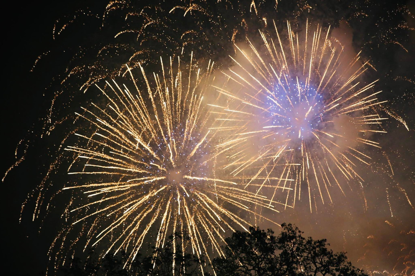 Những màn pháo hoa rực sáng trên bầu trời Hà Nội. Ảnh: Trọng Tài