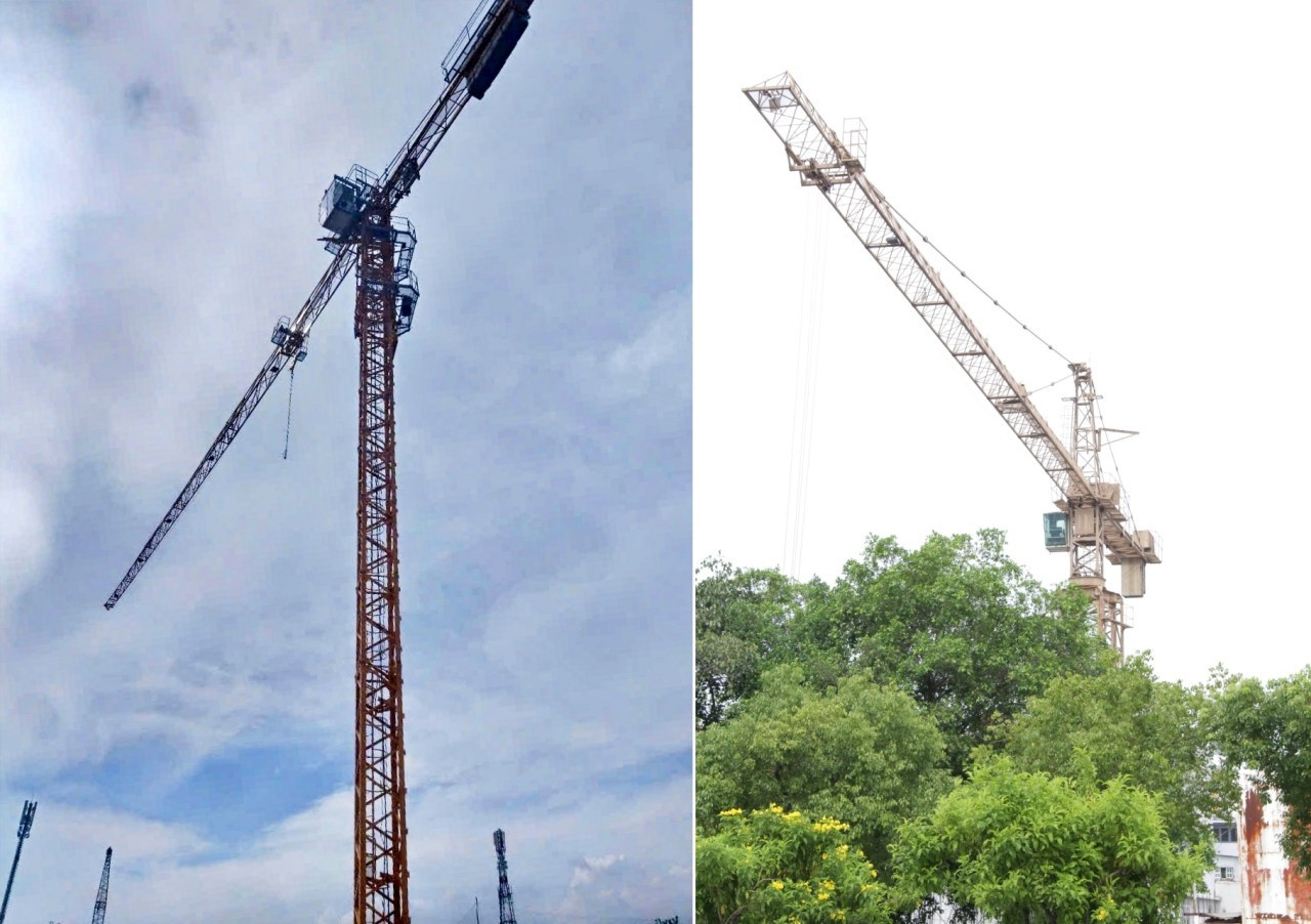 Tài xế cẩu tháp làm việc trong cabin cao ngất. Ảnh: Nhân vật cung cấp