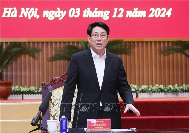 Chủ tịch nước Lương Cường phát biểu chỉ đạo. Ảnh: Lâm Khánh/TTXVN Chủ tịch nước Lương Cường phát biểu chỉ đạo. Ảnh: Lâm Khánh/TTXVN