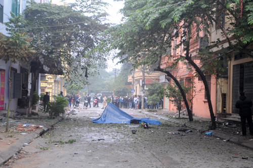 Hiện trường vụ nổ. Ảnh: T.N