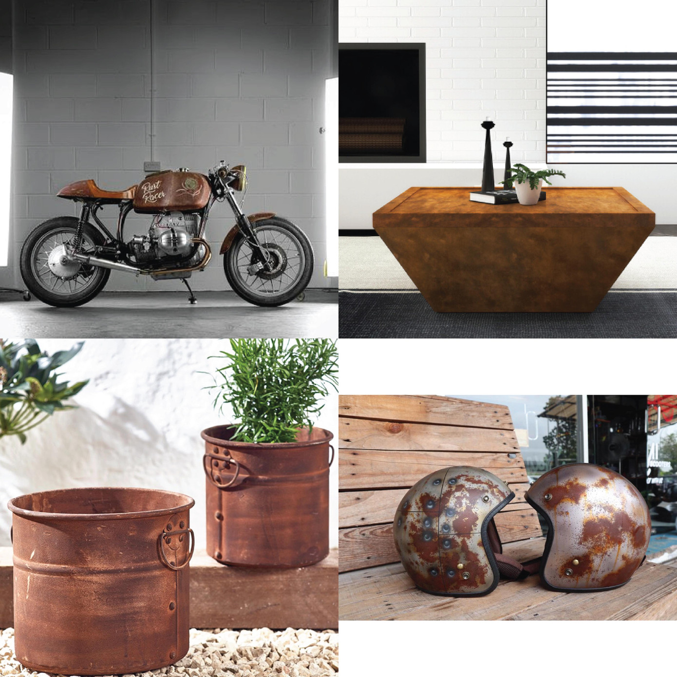 Chỉ vài thao tác chiếc xe moto, nón bảo hiểm, hay chậu hoa đơn điệu… bỗng chốc khoác lên mình diện mạo mới đậm màu thời gian