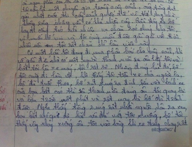 Một bài văn tả bố ly kỳ như phim hành động nhận được lời phê "Sợ quá nhỉ" của giáo viên. Một bài văn tả bố ly kỳ như phim hành động nhận được lời phê