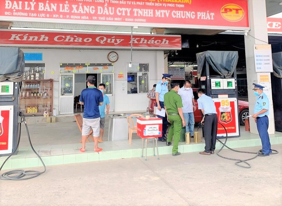 Cơ sở kinh doanh xăng dầu bị xử phạt Ảnh: Cục QLTT Bình Dương