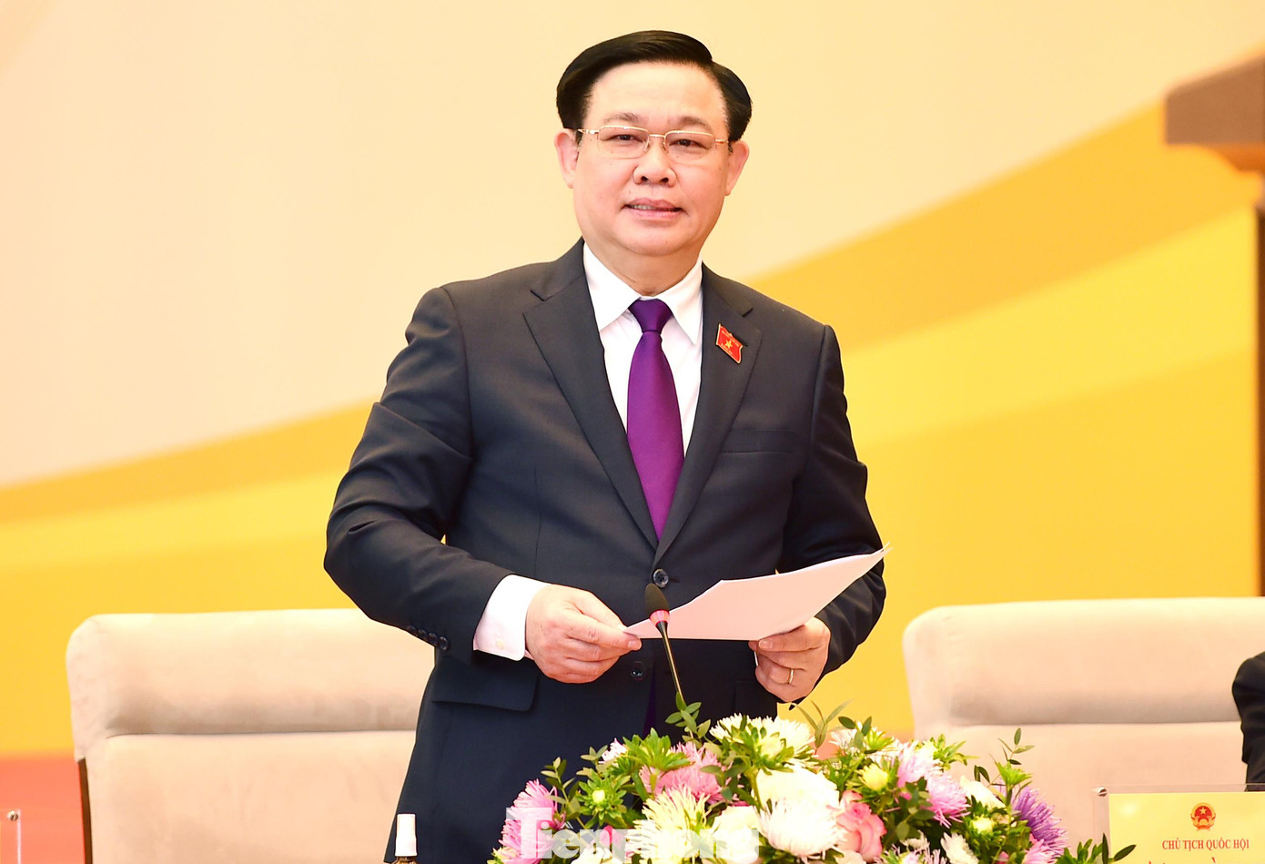 Chủ tịch Quốc hội Vương Đình Huệ phát biểu tại chương trình. Ảnh: Xuân Tùng