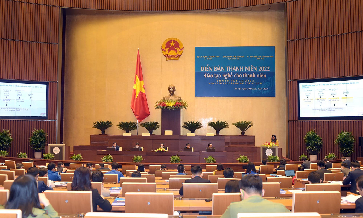 Quang cảnh Diễn đàn Thanh niên 2022 đào tạo nghề cho thanh niên