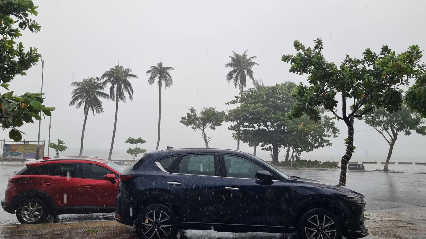 Đà Nẵng hiện mưa đã to, gió bắt đầu mạnh hơn
