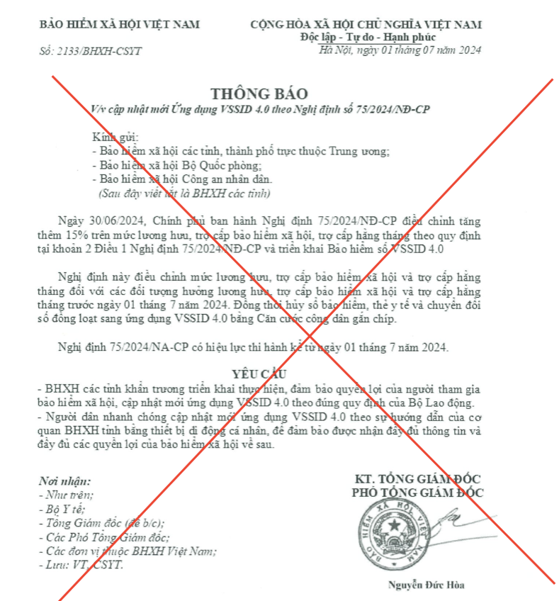 Công văn giả mạo công văn của BHXH Việt Nam. Công văn giả mạo công văn của BHXH Việt Nam.