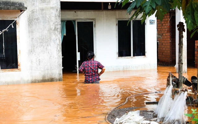 Hình ảnh trận mưa ngập khiến hàng trăm hộ dân ở phước Phước Tân ngập trong "biển nước".