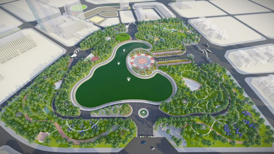 Phối cảnh 3D công viên Cầu Giấy sau khi hoàn thành.