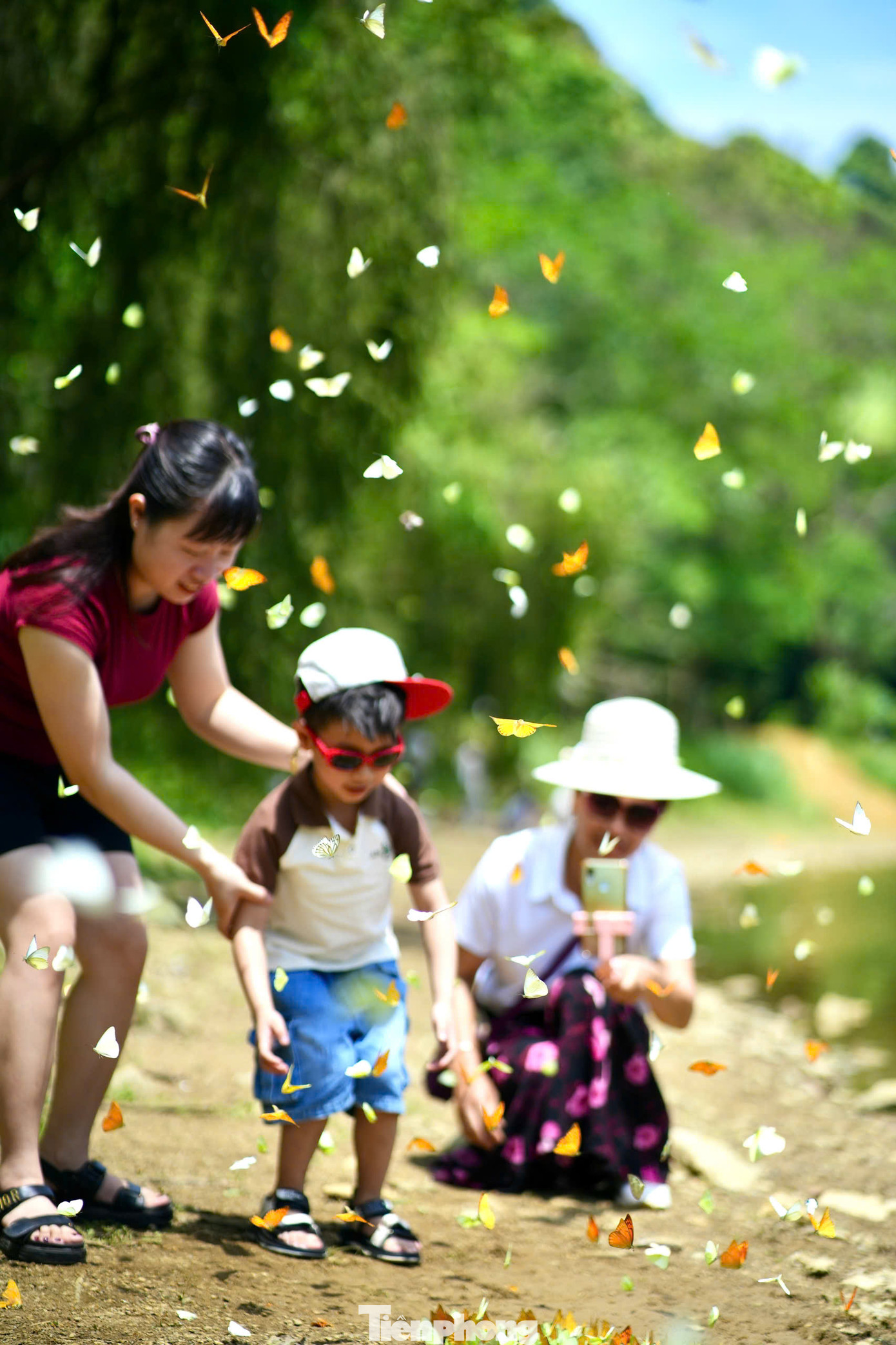 Nhiều gia đình tranh thủ cuối tuần đưa các bạn nhỏ về khám phá thiên nhiên, tận hưởng không khí trong lành ở nơi đây.