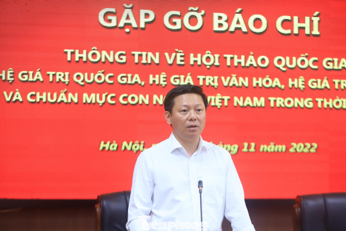 Phó Trưởng Ban Tuyên giáo Trần Thanh Lâm, Trưởng Ban Tổ chức hội thảo quốc gia nêu rõ ý nghĩa của hội thảo về các hệ giá trị Việt Nam.