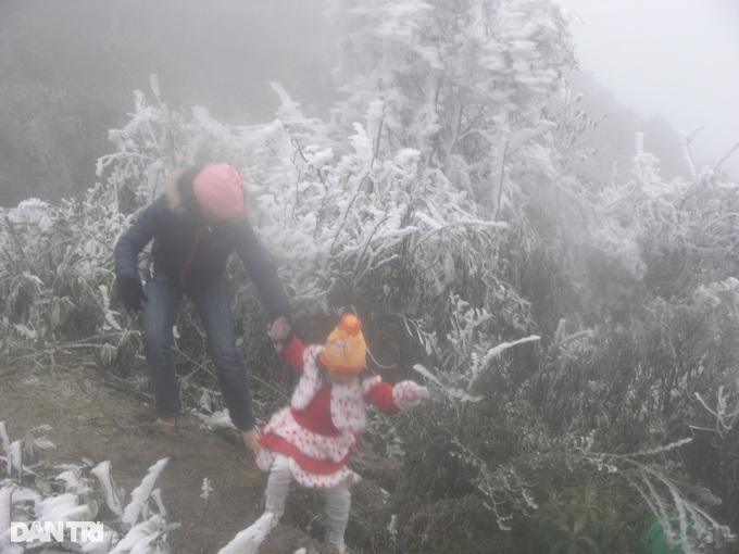 Đêm 17/12, dự báo nhiệt độ thấp nhất giảm xuống 9 - 11 độ C, vùng núi thấp hơn từ 3 - 5 độ C, thị xã Sa Pa giảm tới 0 - 2 độ C. Các khu vực vùng núi cao trong tỉnh Lào Cai như Sa Pa, Ý Tý, Mường Khương, Bắc Hà, Si Ma Cai cần đề phòng băng tuyết, sương muối xuất hiện gây hại. Trong ảnh: Băng tuyết trên đèo Ô Quý Hồ (Sa Pa) đang thu hút du khách tới thăm quan, khám phá và check-in.