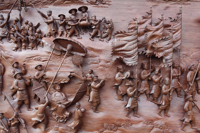 Bức tranh mang đậm hồn văn hóa Việt (Ảnh: H.T). Bức tranh mang đậm hồn văn hóa Việt (Ảnh: H.T).