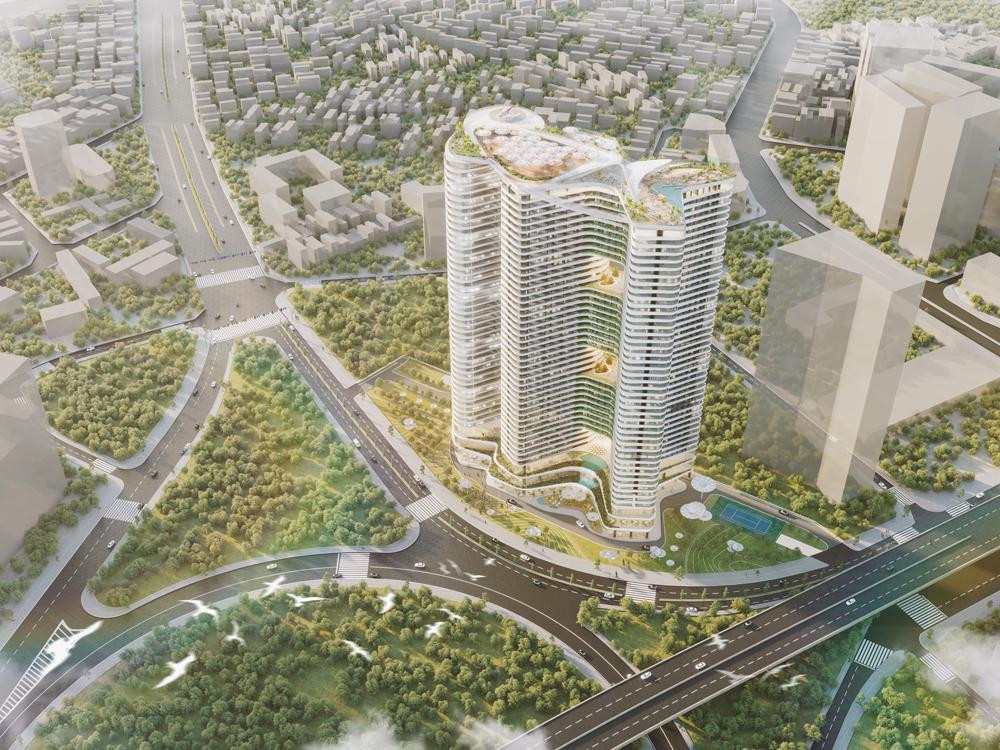 Dự án grandeur Palace – Phạm Hùng được thiết kế lấy cảm hứng từ thác Bản Giốc và ruộng bậc thang